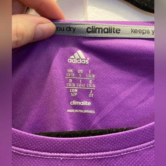 Adidas Purple Short Sleeve Athletic Shirt - Picture 3 of 3